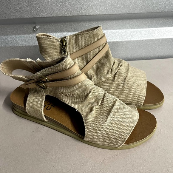Blowfish Malibu Women's Cashew Rancher Canvas Dyecut Boxie Covered Sandals US 9 - Picture 4 of 7